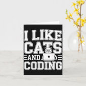 Ich mag Katzen und codierender Programmierer auf T Karte (Gelbe Blume)