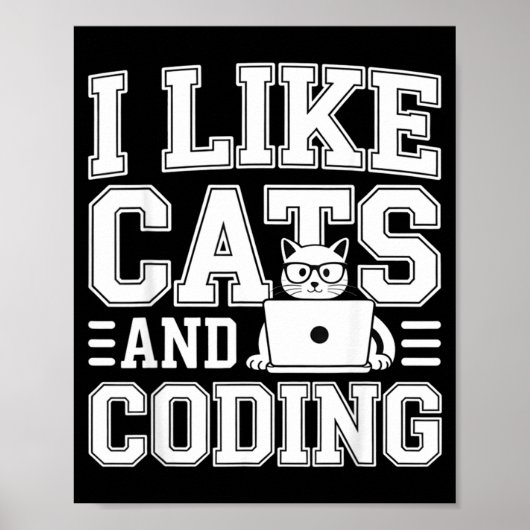 Ich mag Katzen und codierender Programmierer auf T Poster (Vorne)
