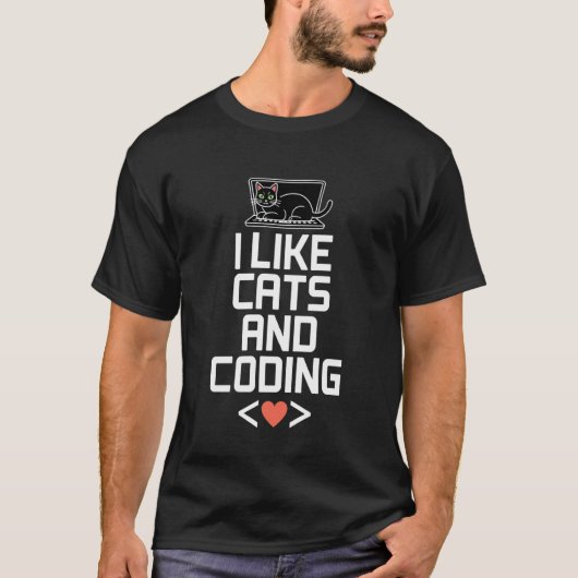 Ich mag Katzen und Coding-Programmierer-Leidenscha T-Shirt (Vorderseite)