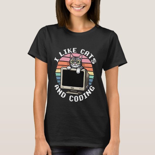 Ich mag Katzen und Coding-Programmierer-Leidenscha T-Shirt (Vorderseite)