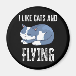 Ich mag Katzen und fliegende Geschenke Magnet