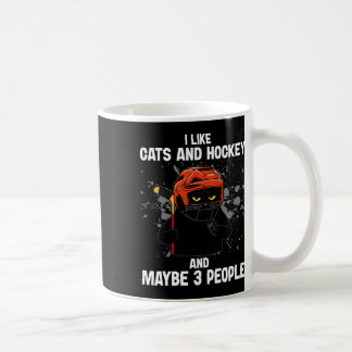 Ich mag Katzen und Hockey und vielleicht 3 Leute L Kaffeetasse