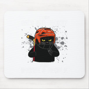 Ich mag Katzen und Hockey und vielleicht 3 Leute L Mousepad
