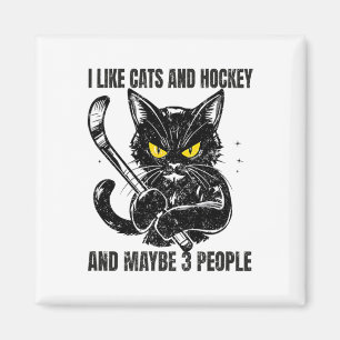 Ich mag Katzen und Hockey und vielleicht 3 Leute _ Magnet