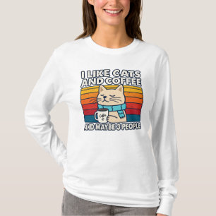 Ich mag Katzen und Kaffee-Shirt, Kaffee-Liebhaber- T-Shirt