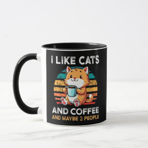 Ich mag Katzen und Kaffee Und vielleicht lieben 3 Tasse