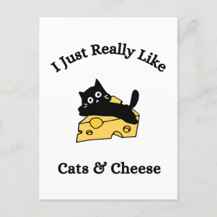 Ich mag Katzen und Käse Schwarzes Schreiben Postkarte