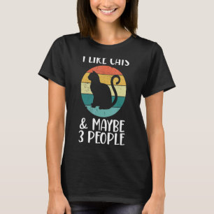 Ich mag Katzen und vielleicht 3 Leute retro Cat T-Shirt