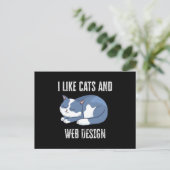 Ich mag Katzen und Web Design Geschenke Postkarte (Stehend Vorderseite)