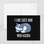 Ich mag Katzen und Web Design Geschenke Postkarte (Vorne/Hinten)