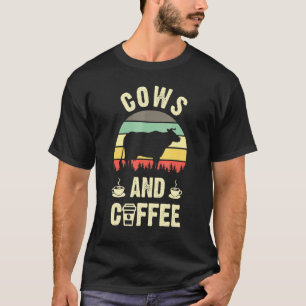 Ich mag Kühe & Kaffee Vintage Haustier Thema T-Shirt