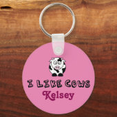 Ich mag Kühe Personalisierten Rosa Schlüsselanhänger (Rückseite)