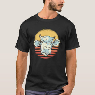 ICH MAG Kühe Retro-Gestreifte Sonnenuntergangs-Kuh T-Shirt
