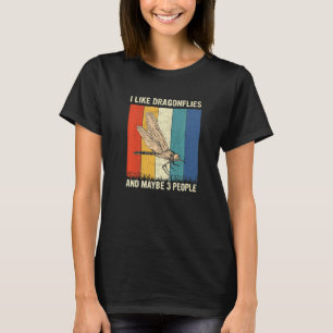 Ich mag Libellen und vielleicht 3 Personen Retro-D T-Shirt