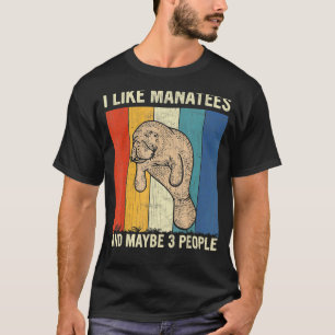 Ich mag Manatee und vielleicht 3 Leute Retro Manat T-Shirt