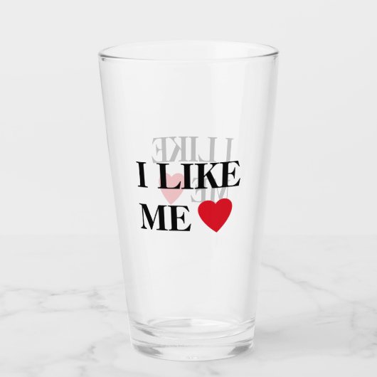 Ich mag mein Herz Glas (Vorderseite)