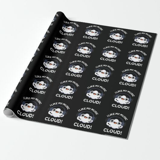Ich mag meine Musik Cloud Funny Weather Pub Dark B Geschenkpapier (Ungerollt)