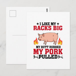 Ich mag meine Racks Big BBQ, Arsch Schwein Zitat Postkarte