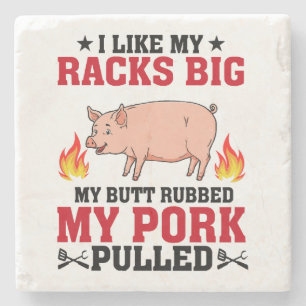 Ich mag meine Racks Big BBQ, Arsch Schwein Zitat Steinuntersetzer
