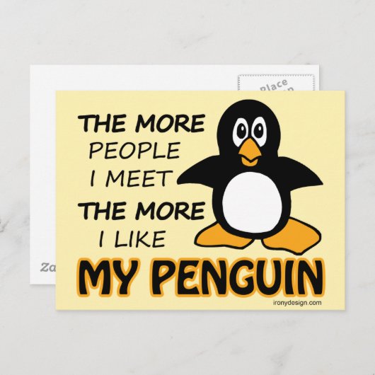 Ich mag meinen Pinguin mehr als Menschen Postkarte (Vorne/Hinten)