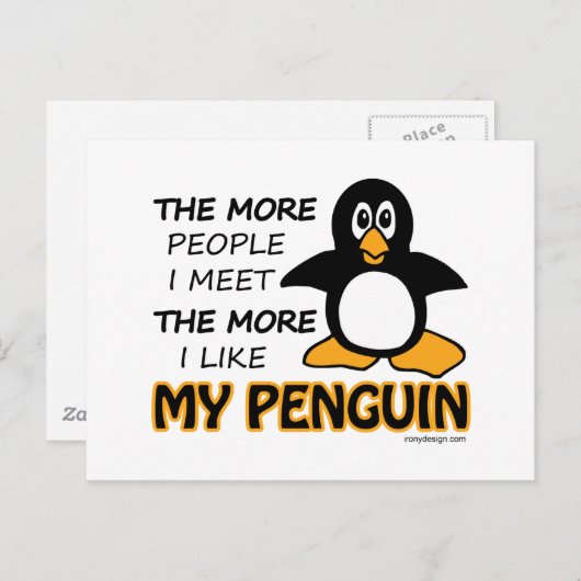 Ich mag meinen Pinguin Postkarte (Vorne/Hinten)