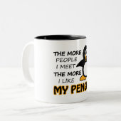 Ich mag meinen Pinguin Zweifarbige Tasse (Vorderseite Links)