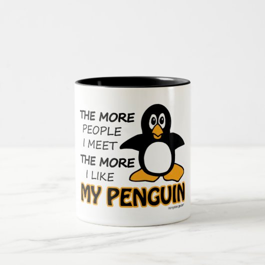 Ich mag meinen Pinguin Zweifarbige Tasse (Mittel)