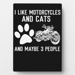 Ich mag Motorräder und Katzen Kunstgeschenk Fotoplatte