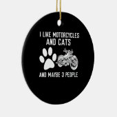 Ich mag Motorräder und Katzen Kunstgeschenk Keramik Ornament (Rechts)