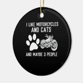 Ich mag Motorräder und Katzen Kunstgeschenk Keramik Ornament (Links)