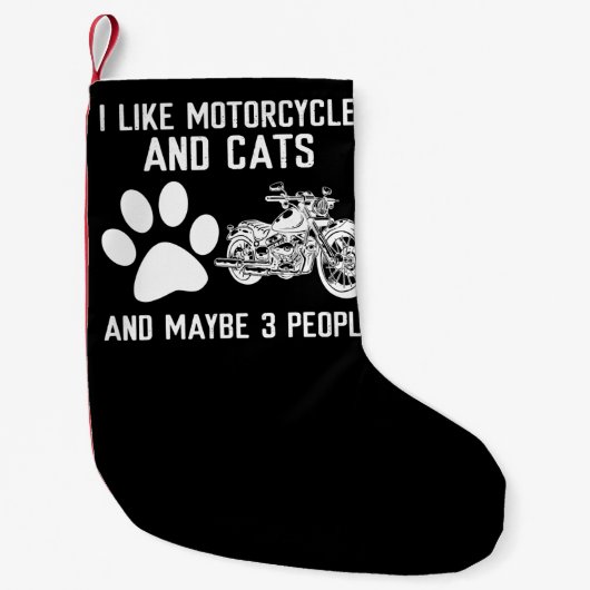 Ich mag Motorräder und Katzen Kunstgeschenk Kleiner Weihnachtsstrumpf (Vorderseite)
