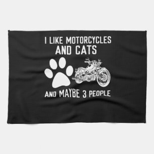 Ich mag Motorräder und Katzen Lustiges Kunstgesche Geschirrtuch