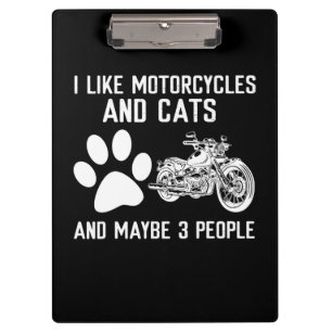 Ich mag Motorräder und Katzen Lustiges Kunstgesche Klemmbrett