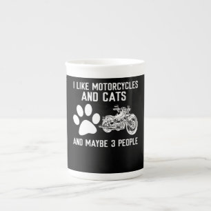 Ich mag Motorräder und Katzen Lustiges Kunstgesche Porzellantasse