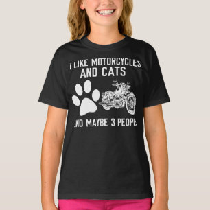 Ich mag Motorräder und Katzen Lustiges Kunstgesche T-Shirt