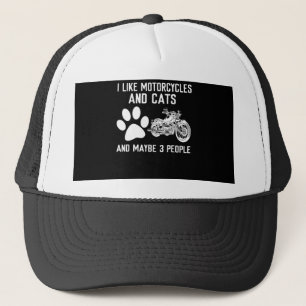 Ich mag Motorräder und Katzen Lustiges Kunstgesche Truckerkappe