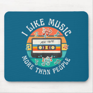 Ich mag Musik mehr als Leute lustiges Retro-Tape 9 Mousepad