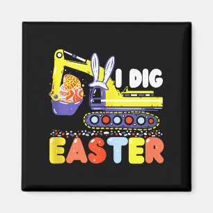 Ich mag Osterbagger Süßer Hase Bagger Jungen Kinde Magnet