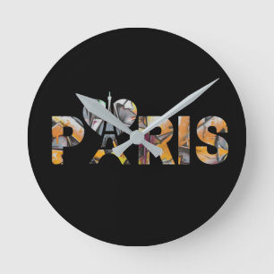 Ich mag Paris mit einer bunt gestalteten Stadtdeko Runde Wanduhr