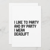 Ich mag Party und By Part I Gemein Deadlift Fitnes Einladung (Vorne/Hinten)