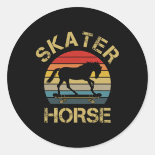 Ich mag Pferd Skateboard Skater Pferd Skaten Pferd Runder Aufkleber