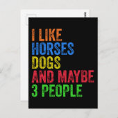 Ich mag Pferde Hunde und vielleicht 3 Leute Postkarte (Vorne/Hinten)