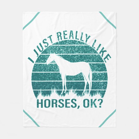 Ich mag Pferde in Marine Green Fleecedecke (Vorderseite)