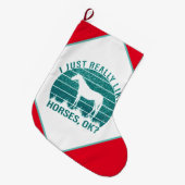 Ich mag Pferde in Marine Green Großer Weihnachtsstrumpf (Vorderansicht (hängend))