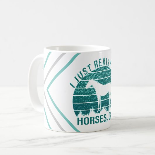 Ich mag Pferde in Marine Green Kaffeetasse (Vorderseite Links)