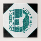 Ich mag Pferde in Marine Green Puzzle (Horizontal)