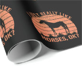 Ich mag Pferde in orangefarbener Mandarine Geschenkpapier (Rolleneckpunkt)