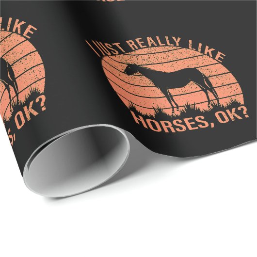 Ich mag Pferde in orangefarbener Mandarine Geschenkpapier (Rolleneckpunkt)