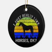 Ich mag Pferde wirklich in blau und gelb Keramik Ornament (Links)