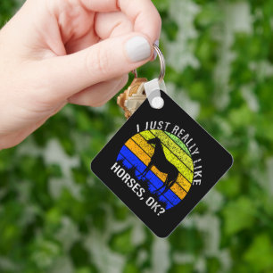 Ich mag Pferde wirklich in Blau und Gelb Schlüsselanhänger